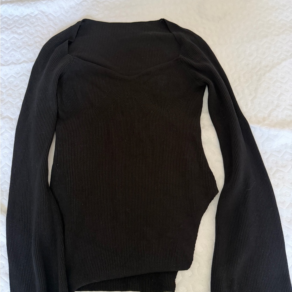 SHEIN Black Ribbed Knit Top
